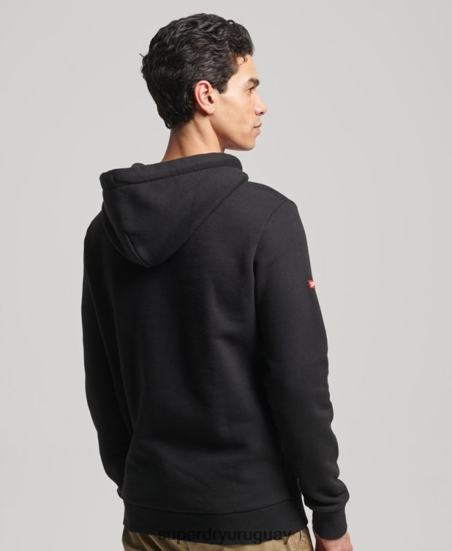 uy Superdry hombres sudadera con capucha de trading co negro DT2N8Z781 ropa