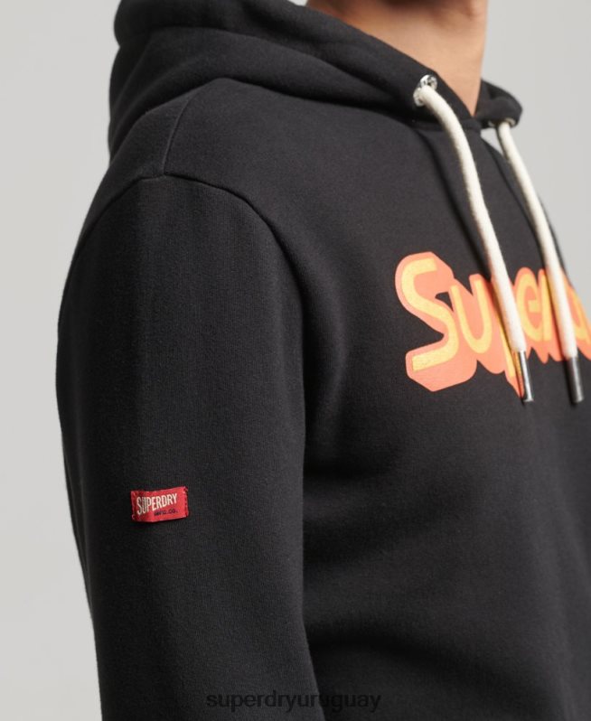 uy Superdry hombres sudadera con capucha de trading co negro DT2N8Z781 ropa