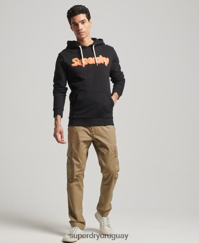 uy Superdry hombres sudadera con capucha de trading co negro DT2N8Z781 ropa