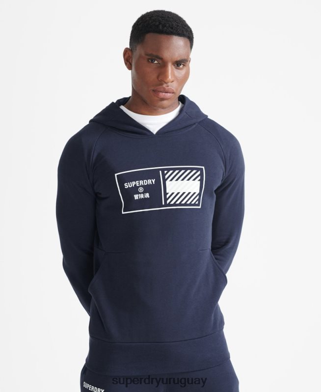 uy Superdry hombres sudadera con capucha de tren central Armada DT2N8Z5197 ropa