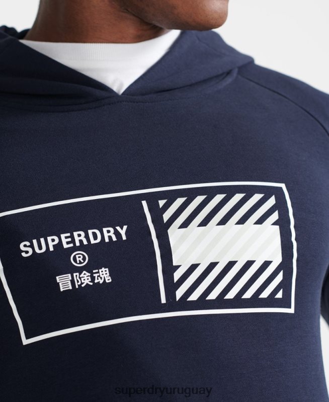 uy Superdry hombres sudadera con capucha de tren central Armada DT2N8Z5197 ropa