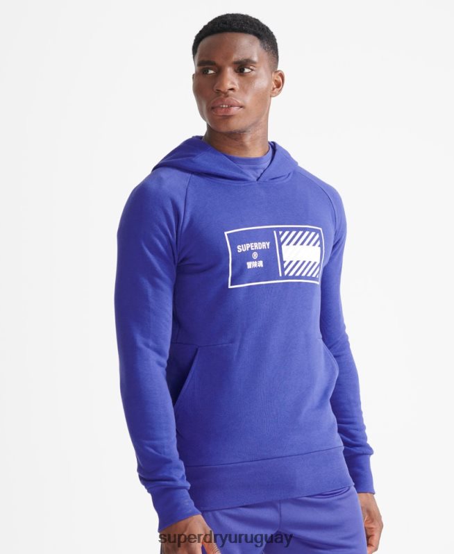 uy Superdry hombres sudadera con capucha de tren central azul DT2N8Z5230 ropa