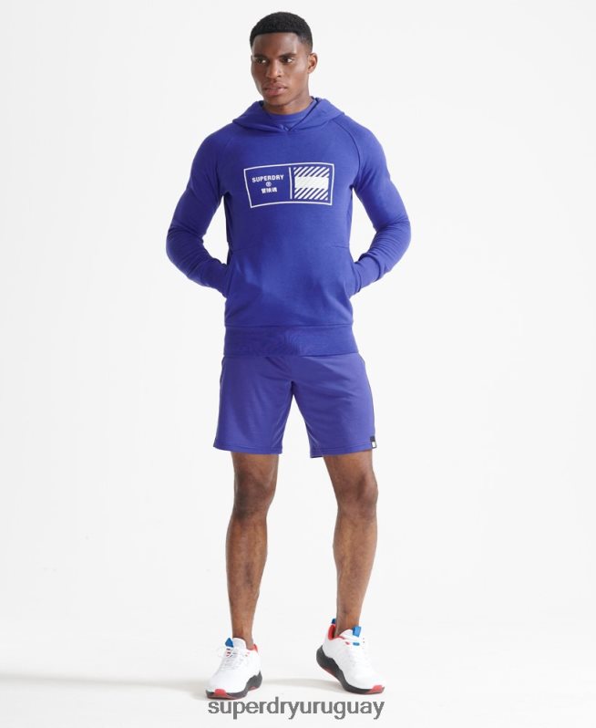uy Superdry hombres sudadera con capucha de tren central azul DT2N8Z5230 ropa