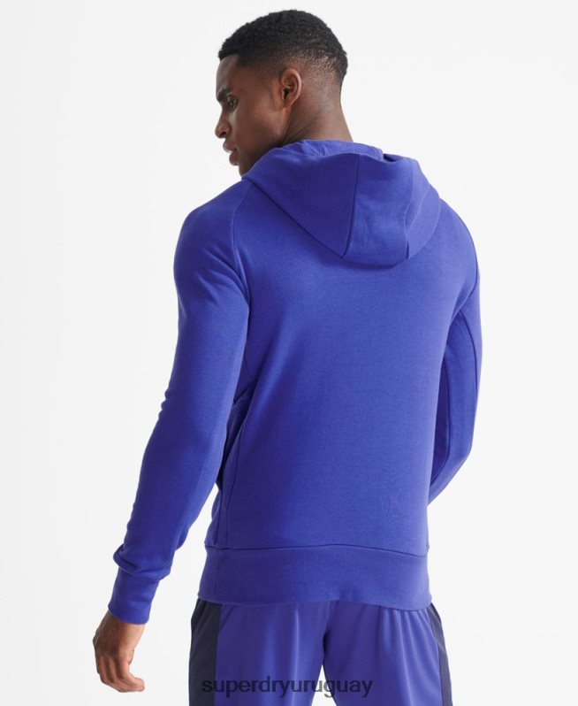 uy Superdry hombres sudadera con capucha de tren central azul DT2N8Z5230 ropa