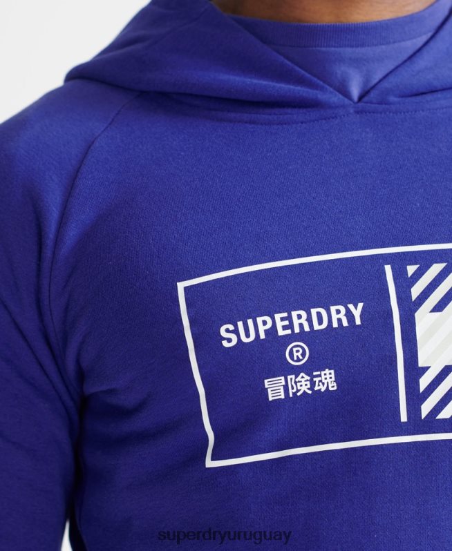 uy Superdry hombres sudadera con capucha de tren central azul DT2N8Z5230 ropa