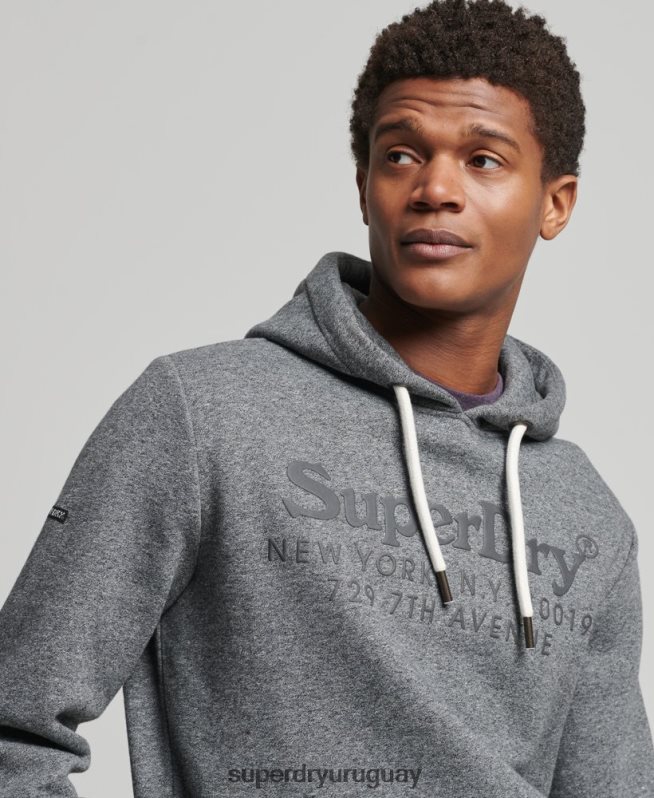 uy Superdry hombres sudadera con capucha del mismo tono gris oscuro DT2N8Z5189 ropa