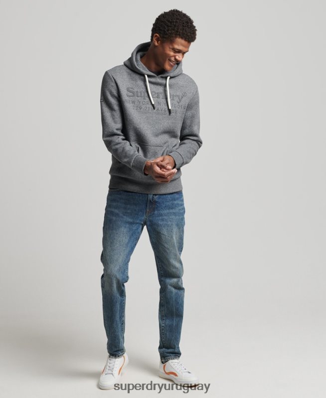 uy Superdry hombres sudadera con capucha del mismo tono gris oscuro DT2N8Z5189 ropa
