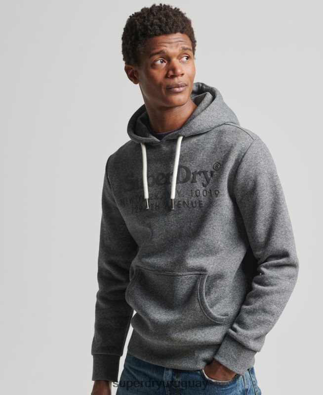 uy Superdry hombres sudadera con capucha del mismo tono gris oscuro DT2N8Z5189 ropa