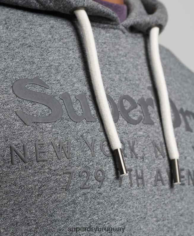uy Superdry hombres sudadera con capucha del mismo tono gris oscuro DT2N8Z5189 ropa