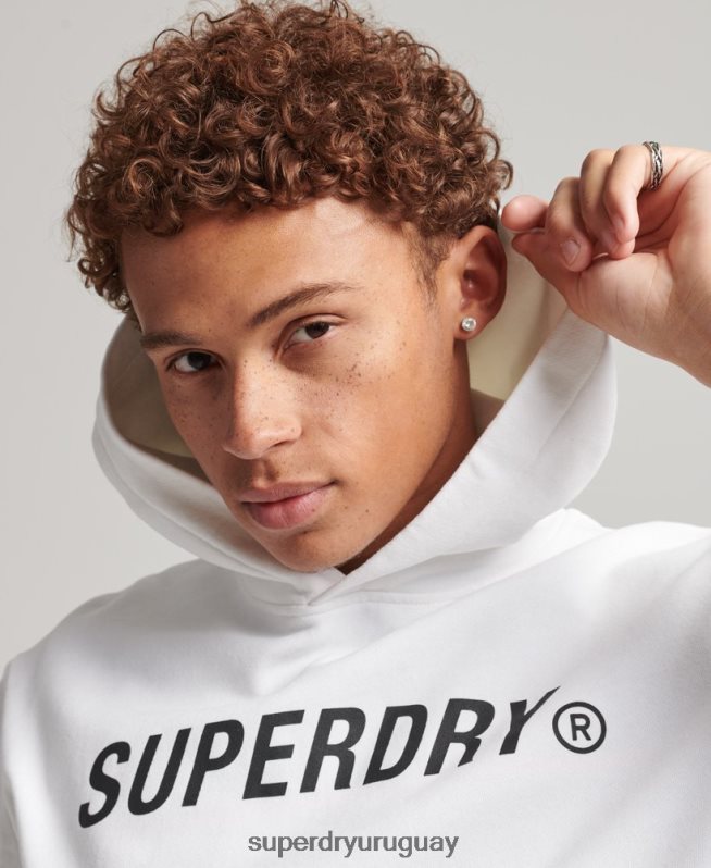 uy Superdry hombres sudadera con capucha deportiva code core blanco DT2N8Z5191 ropa