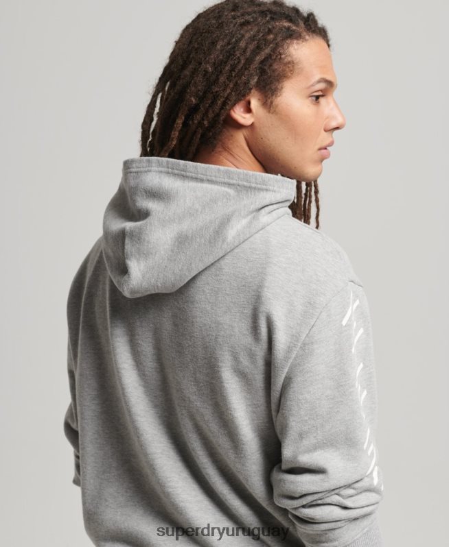 uy Superdry hombres sudadera con capucha deportiva code core gris DT2N8Z5007 ropa