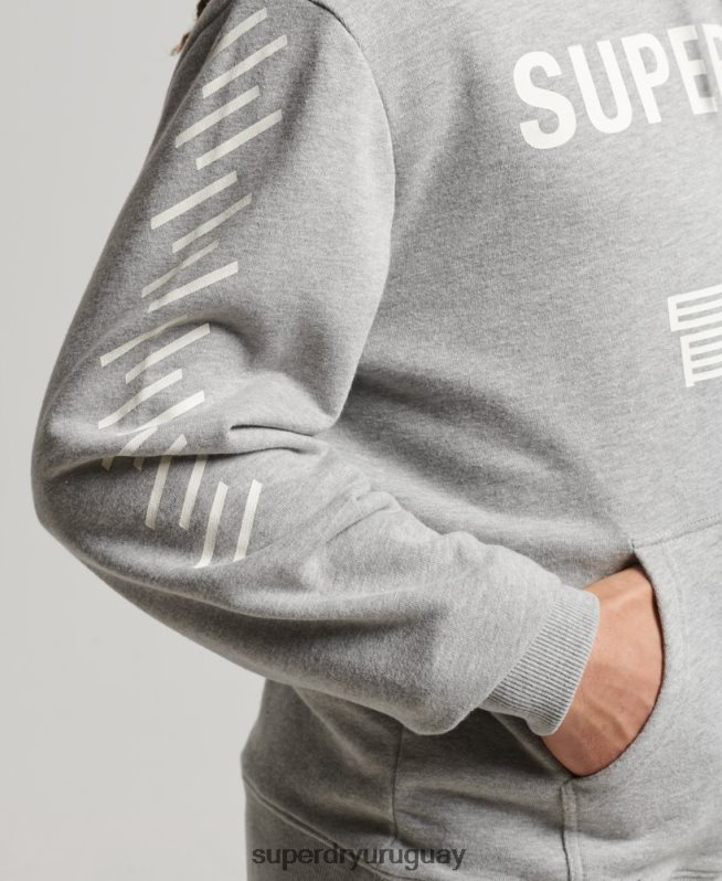 uy Superdry hombres sudadera con capucha deportiva code core gris DT2N8Z5007 ropa