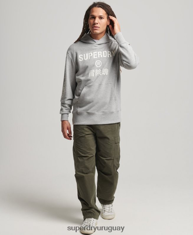 uy Superdry hombres sudadera con capucha deportiva code core gris DT2N8Z5007 ropa