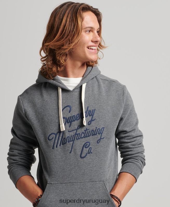 uy Superdry hombres sudadera con capucha diseñada y confeccionada gris DT2N8Z5158 ropa