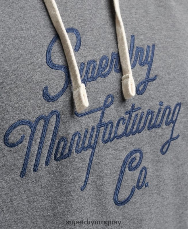 uy Superdry hombres sudadera con capucha diseñada y confeccionada gris DT2N8Z5158 ropa