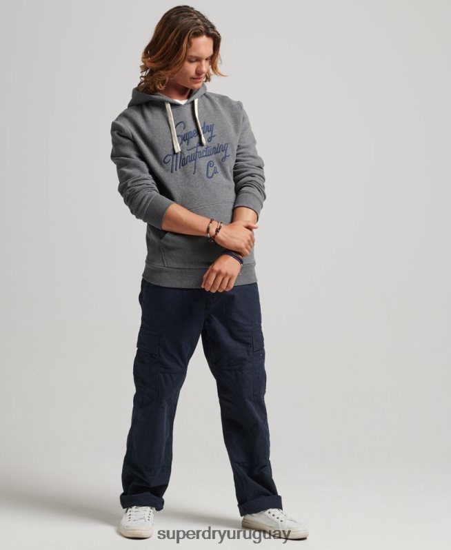 uy Superdry hombres sudadera con capucha diseñada y confeccionada gris DT2N8Z5158 ropa