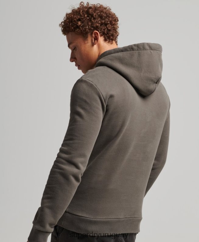 uy Superdry hombres sudadera con capucha diseñada y confeccionada gris oscuro DT2N8Z815 ropa