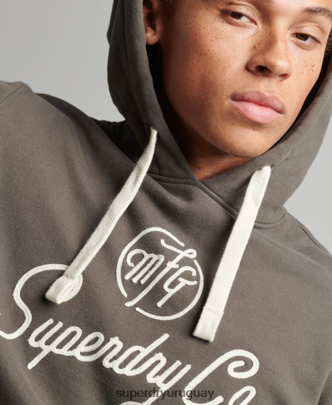 uy Superdry hombres sudadera con capucha diseñada y confeccionada gris oscuro DT2N8Z815 ropa