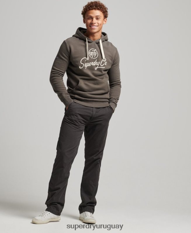 uy Superdry hombres sudadera con capucha diseñada y confeccionada gris oscuro DT2N8Z815 ropa
