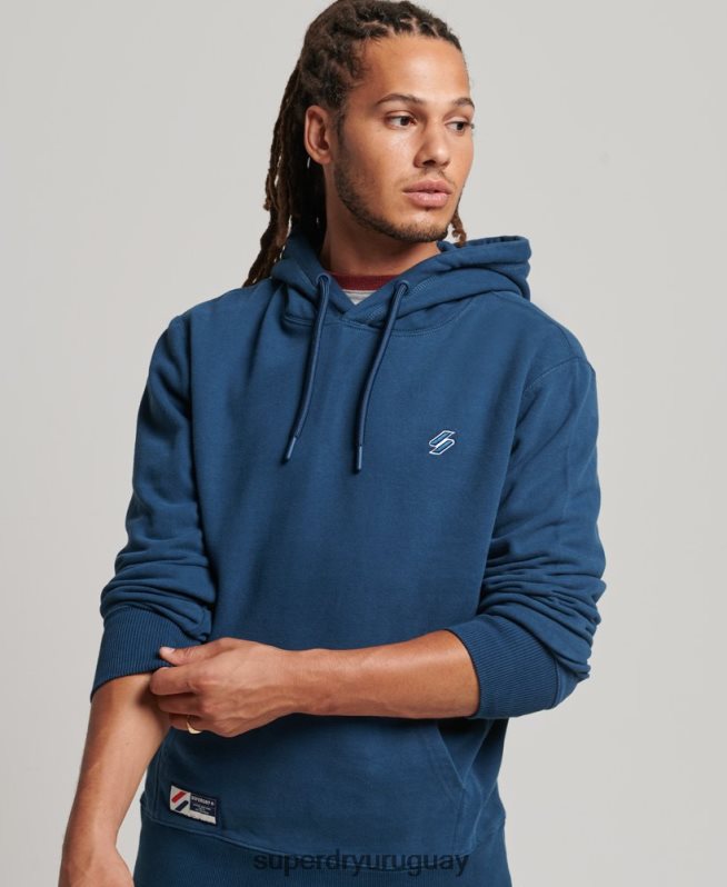 uy Superdry hombres sudadera con capucha esencial azul oscuro DT2N8Z5126 ropa