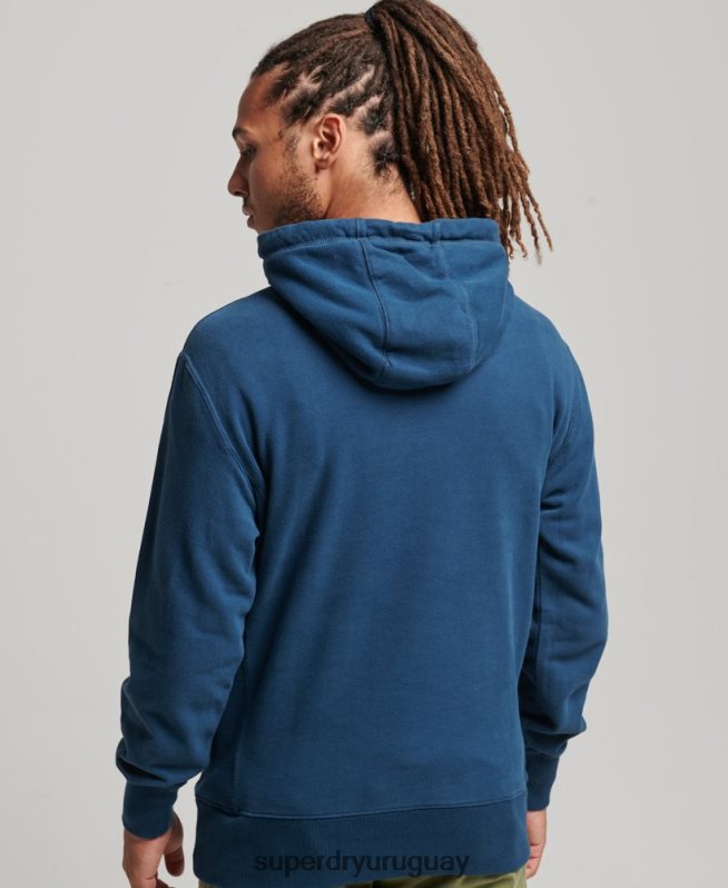 uy Superdry hombres sudadera con capucha esencial azul oscuro DT2N8Z5126 ropa