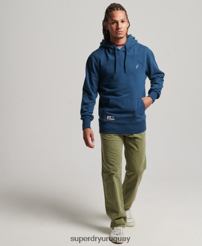 uy Superdry hombres sudadera con capucha esencial azul oscuro DT2N8Z5126 ropa
