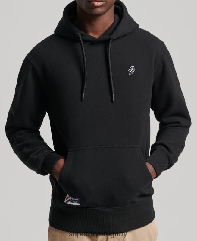 uy Superdry hombres sudadera con capucha esencial negro DT2N8Z861 ropa