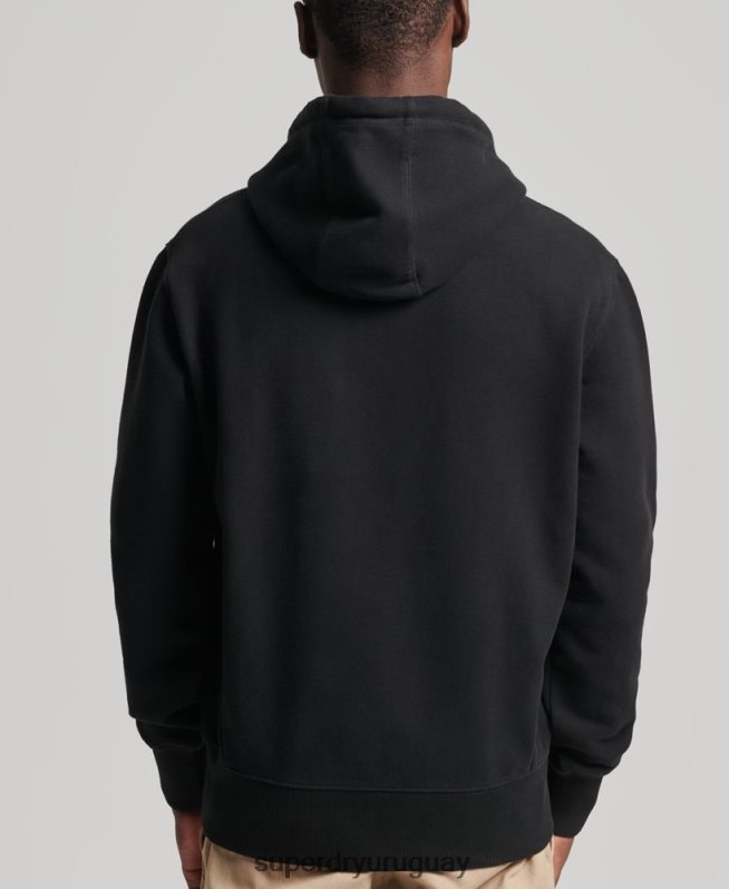 uy Superdry hombres sudadera con capucha esencial negro DT2N8Z861 ropa