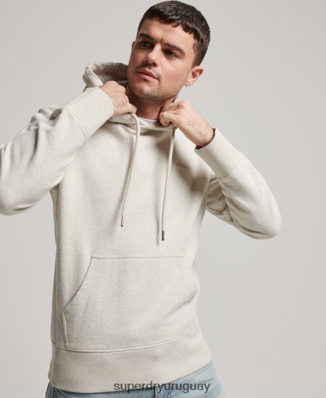 uy Superdry hombres sudadera con capucha esencial sobreteñida beige DT2N8Z574 ropa
