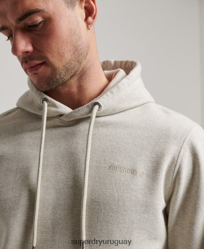 uy Superdry hombres sudadera con capucha esencial sobreteñida beige DT2N8Z574 ropa