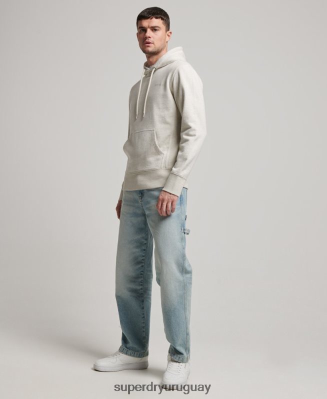 uy Superdry hombres sudadera con capucha esencial sobreteñida beige DT2N8Z574 ropa