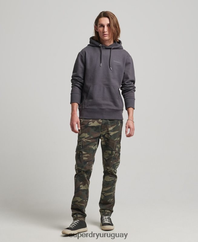 uy Superdry hombres sudadera con capucha esencial sobreteñida gris oscuro DT2N8Z553 ropa