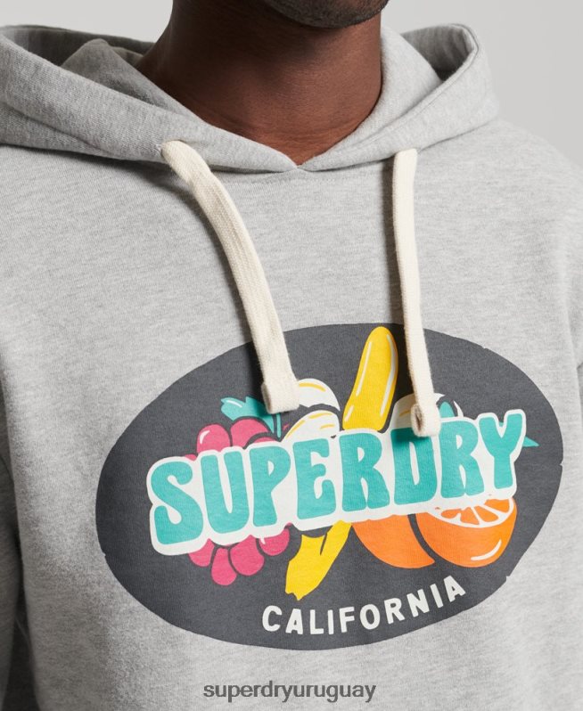 uy Superdry hombres sudadera con capucha estilo ranchero de surf vintage gris claro DT2N8Z839 ropa