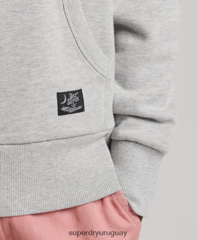 uy Superdry hombres sudadera con capucha estilo ranchero de surf vintage gris claro DT2N8Z839 ropa