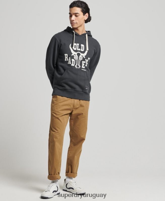 uy Superdry hombres sudadera con capucha estilo ranchero de surf vintage gris oscuro DT2N8Z860 ropa