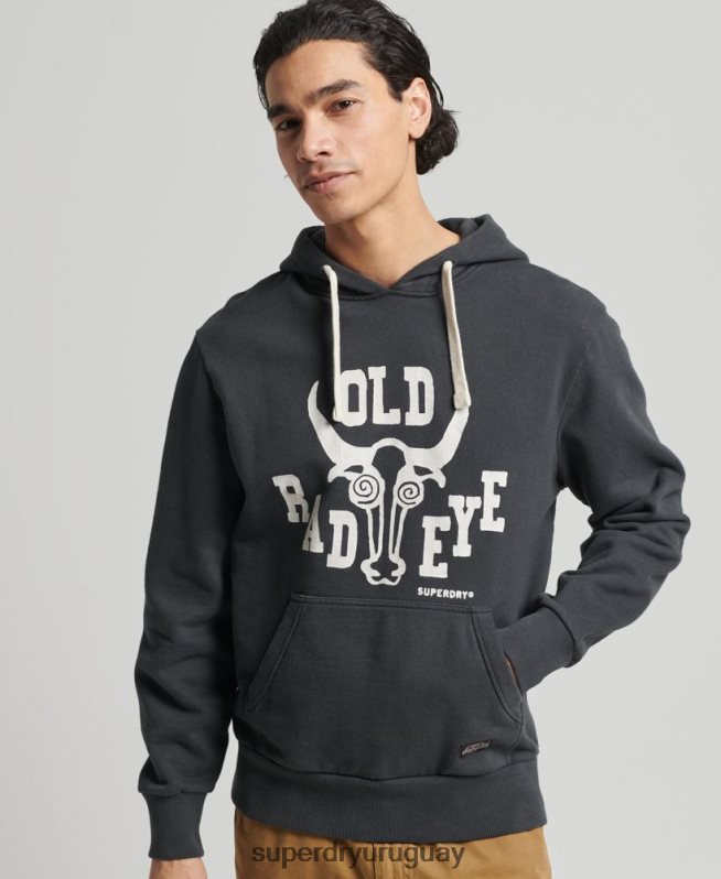 uy Superdry hombres sudadera con capucha estilo ranchero de surf vintage gris oscuro DT2N8Z860 ropa