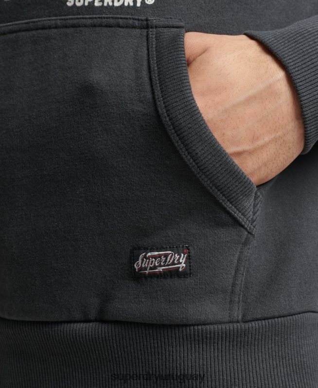 uy Superdry hombres sudadera con capucha estilo ranchero de surf vintage gris oscuro DT2N8Z860 ropa