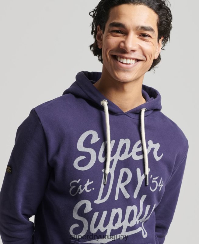 uy Superdry hombres sudadera con capucha estilo script vintage Armada DT2N8Z882 ropa