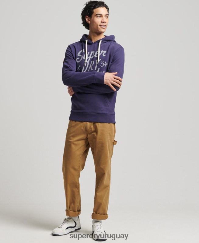 uy Superdry hombres sudadera con capucha estilo script vintage Armada DT2N8Z882 ropa
