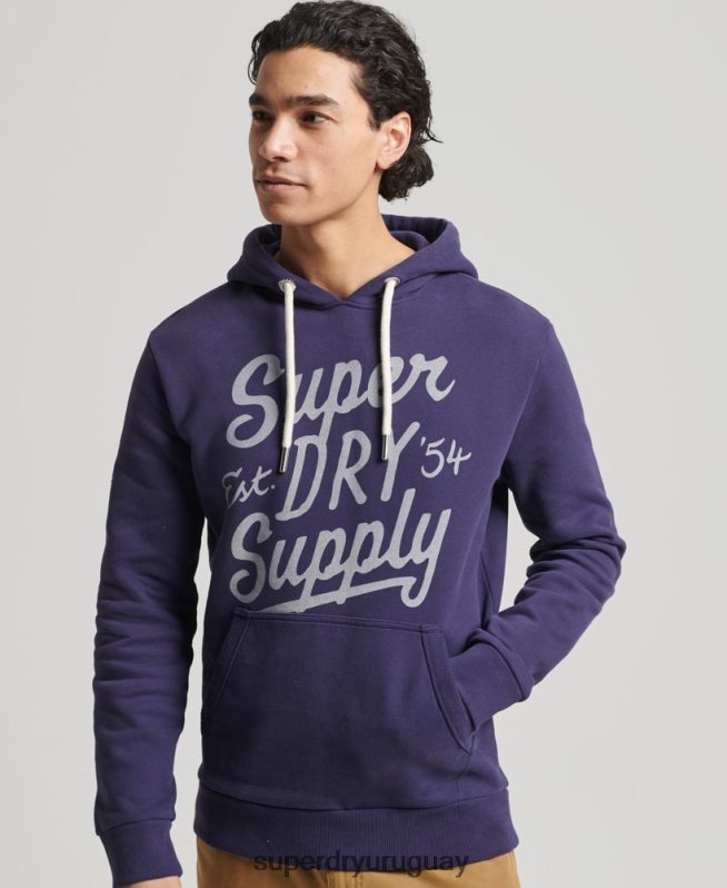 uy Superdry hombres sudadera con capucha estilo script vintage Armada DT2N8Z882 ropa