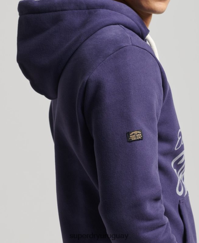 uy Superdry hombres sudadera con capucha estilo script vintage Armada DT2N8Z882 ropa