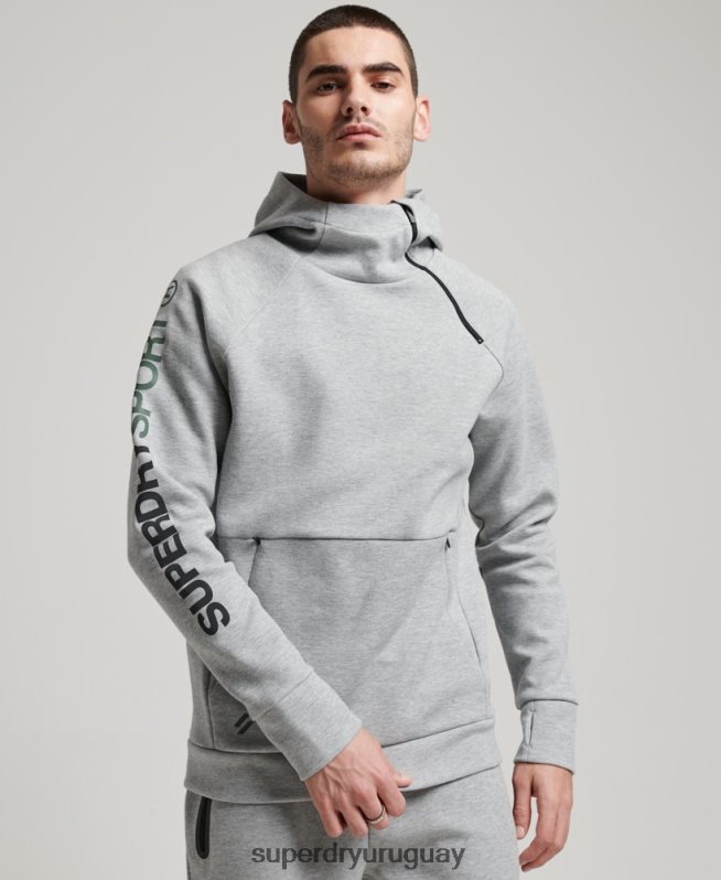 uy Superdry hombres sudadera con capucha gymtech gris DT2N8Z536 ropa