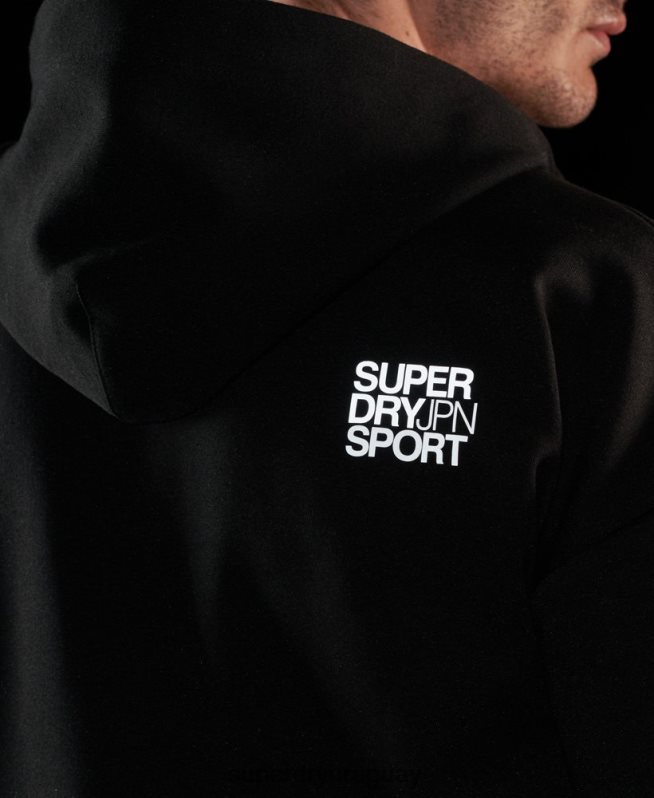 uy Superdry hombres sudadera con capucha gymtech negro DT2N8Z683 ropa