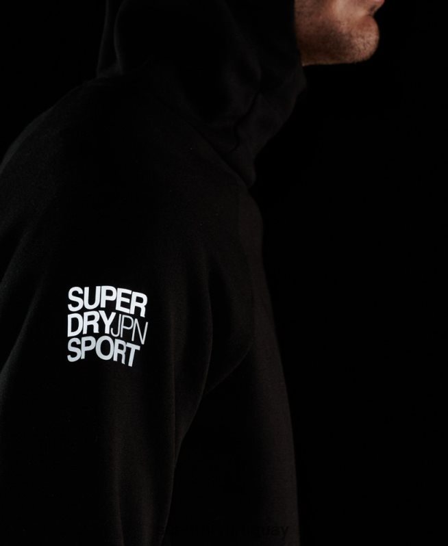 uy Superdry hombres sudadera con capucha gymtech negro DT2N8Z683 ropa