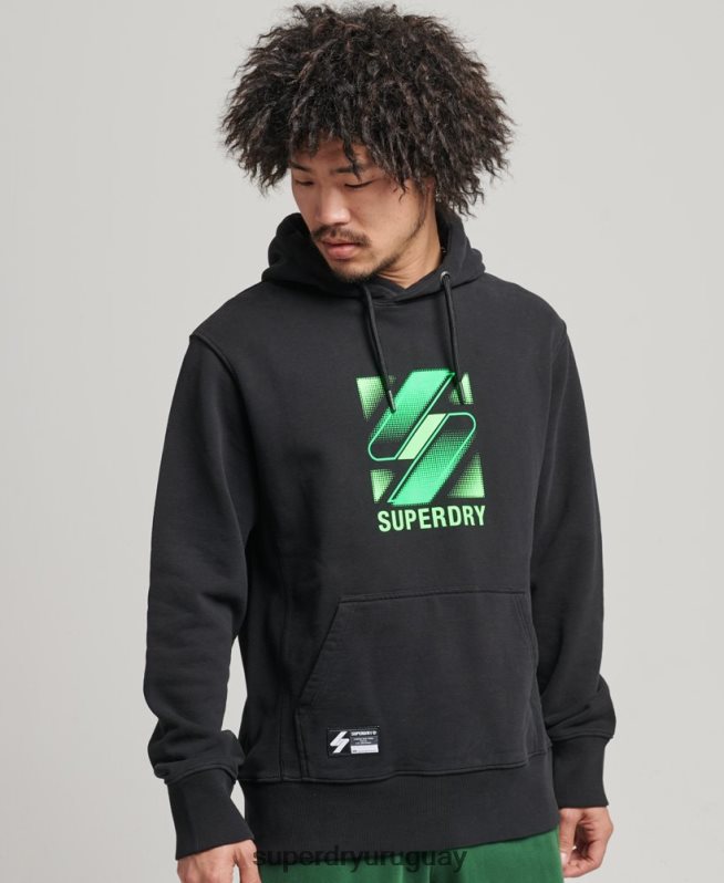 uy Superdry hombres sudadera con capucha holgada de semitono de código negro DT2N8Z800 ropa