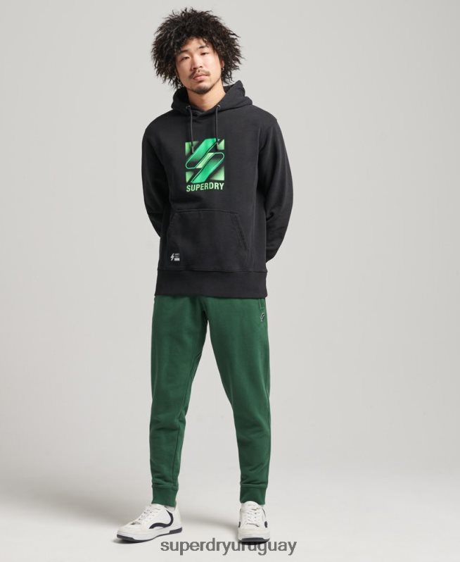 uy Superdry hombres sudadera con capucha holgada de semitono de código negro DT2N8Z800 ropa
