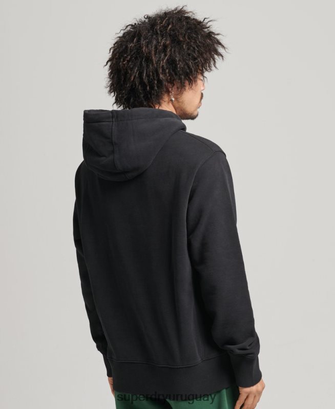 uy Superdry hombres sudadera con capucha holgada de semitono de código negro DT2N8Z800 ropa
