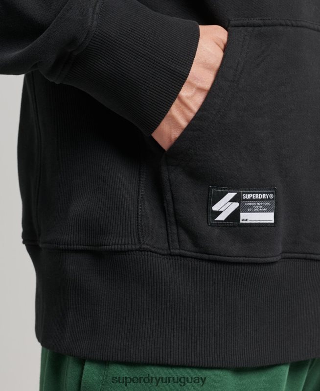 uy Superdry hombres sudadera con capucha holgada de semitono de código negro DT2N8Z800 ropa
