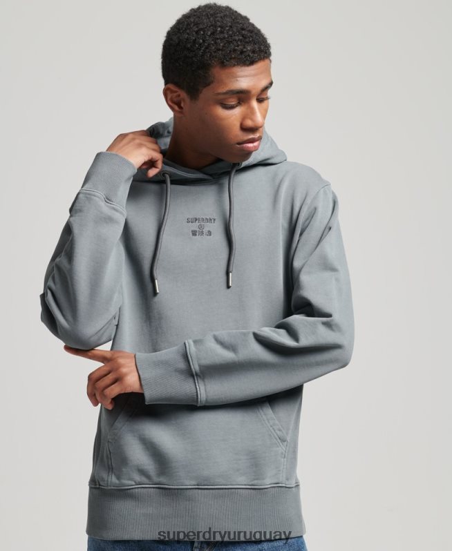 uy Superdry hombres sudadera con capucha holgada de tinte de prendas de código negro DT2N8Z6007 ropa