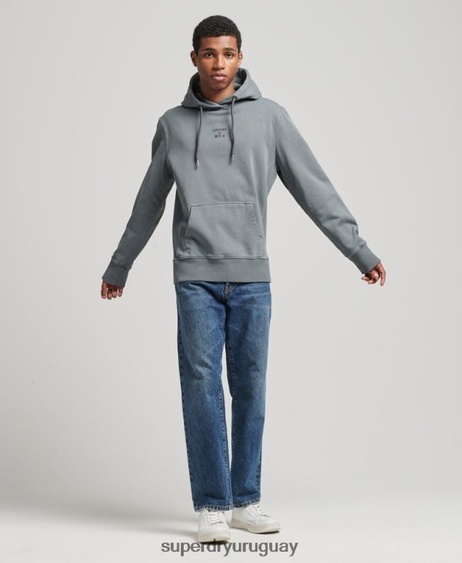 uy Superdry hombres sudadera con capucha holgada de tinte de prendas de código negro DT2N8Z6007 ropa